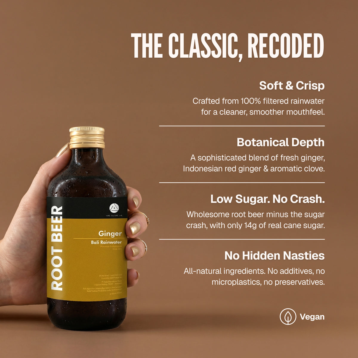 Bali Rain Ginger Root Beer clean ginger beer Bali, low sugar real botanics no hidden nasties