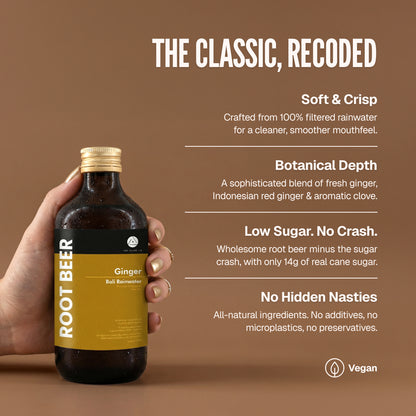 Bali Rain Ginger Root Beer clean ginger beer Bali, low sugar real botanics no hidden nasties