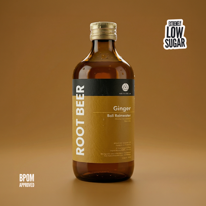 Bali Rain Ginger Root Beer low sugar ginger beer Bali, real cane sugar no microplastics BPOM certified