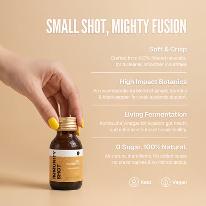 Bali Rain Immunity Shot gut health shot Bali, zero sugar high impact botanics benefits