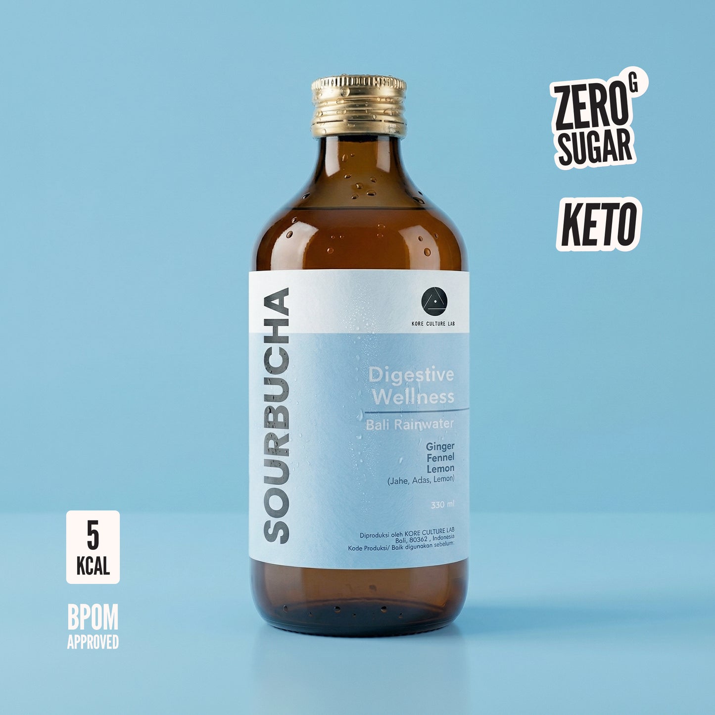 Bali Rain Sourbucha™ zero sugar kombucha Bali, Ginger Fennel Lemon, BPOM certified